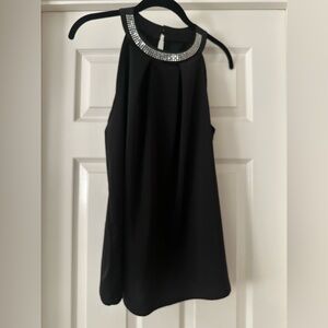 Black Sleeveless Top with Silver Embellishments